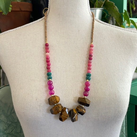 Multicolored gemstone statement necklace - Picture 1 of 4